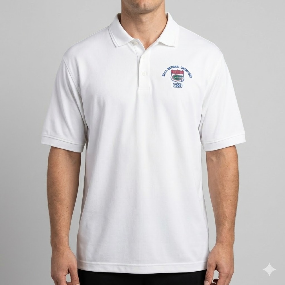 Nike Florida Gators 2006 National Champions Polo Shirt Mens‎ XL White EUC